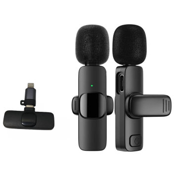 Portable Wireless Lapel Microphone Set for Android and iOS Recording