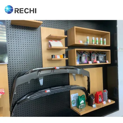 Custom Wooden Automotive Accessories and Car Maintenance Supplies Display Showcase