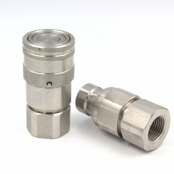 ISO 16028 Compliant AISI 316 Stainless Steel Quick Connect Hose Fittings with 3/8" NPT BSP Thread and Flat Face, Rated for 13.8 Mpa Pressure