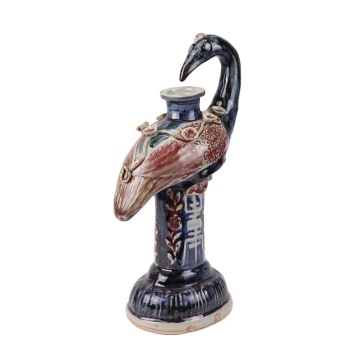 Candela per crane in porcellana blu e rossa vintage - Candela per ceramica di scultura a gru a forma di gru Jingdezhen