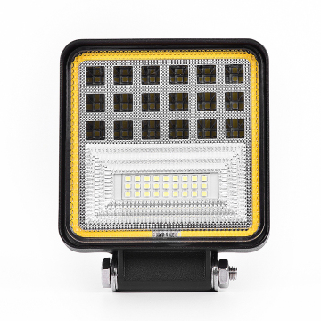 42W Square 12V 4.3 Inch LED Work Light with Yellow Halo Amber DRL