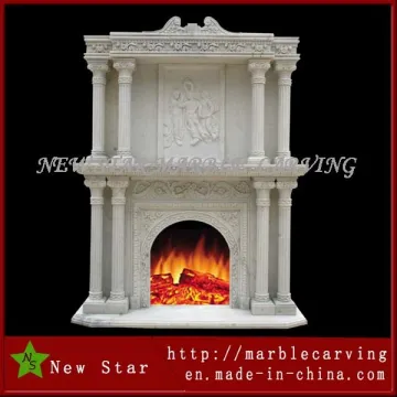 Double Side Fireplace Surround/ Overmantel in White Marble