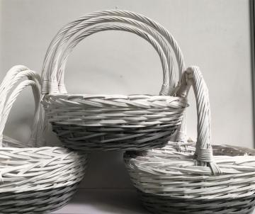 round xmas wicker gift basket with handle