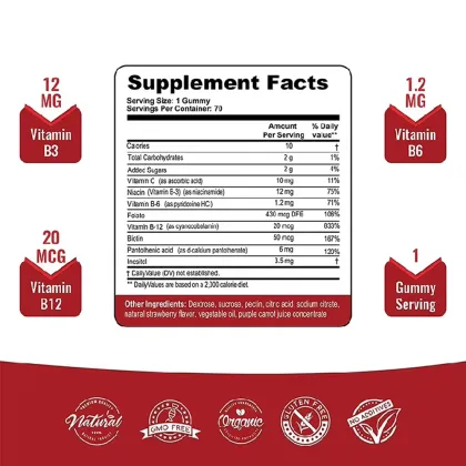 Strawberry Flavored Vitamin B Complex Gummies