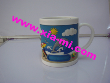 beach serise lovely dolphin pattern embossing rubber beer mug