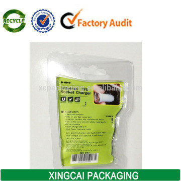 transparent plastic usb charger packaging with card