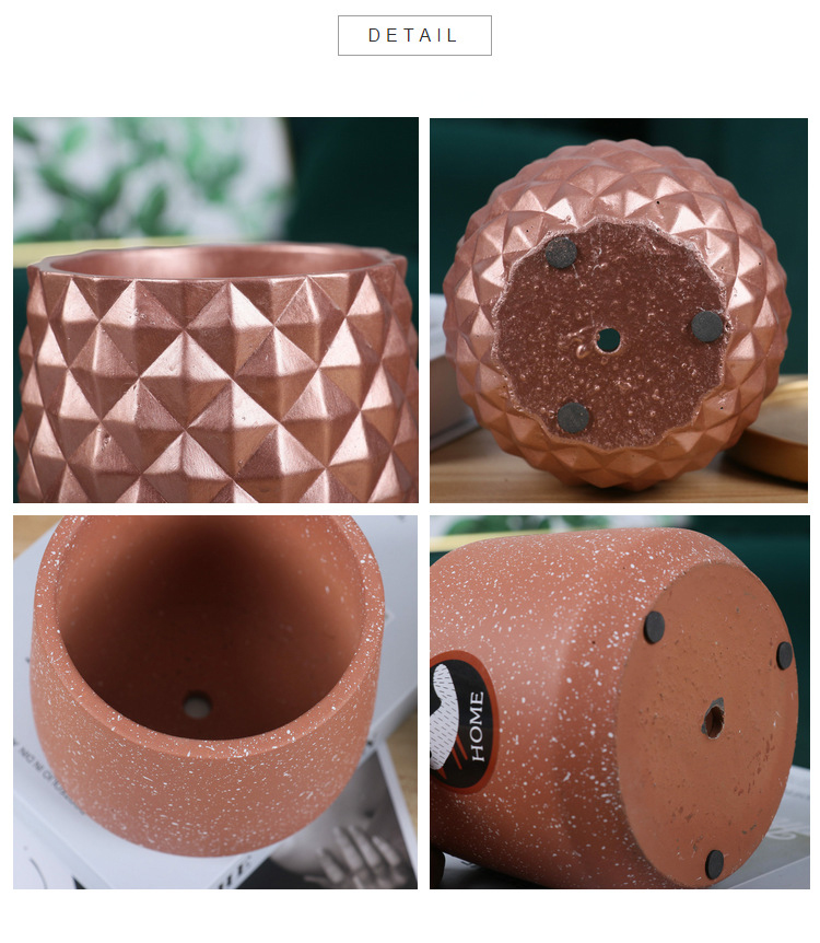 Rose Gold Home Decor Pineapple Cement Pot