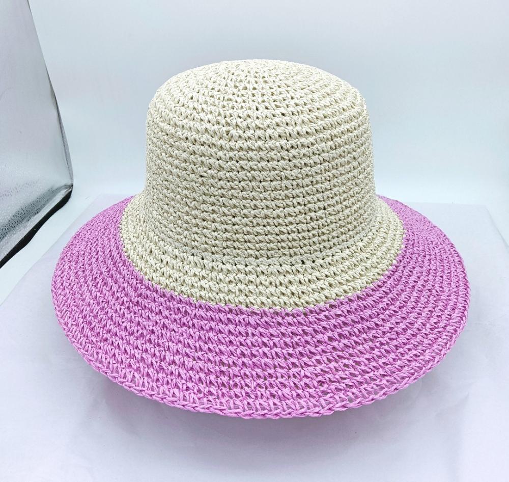 Mesdames Fashional Crochet Paper paille chapeau