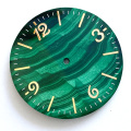 Quadrante di orologio gemma di gemma di pavone verde