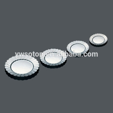 PS food grade plastic transparent silver coated disposable plate