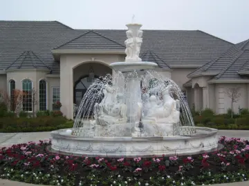 White Marble Water Fountain With Horse Statue