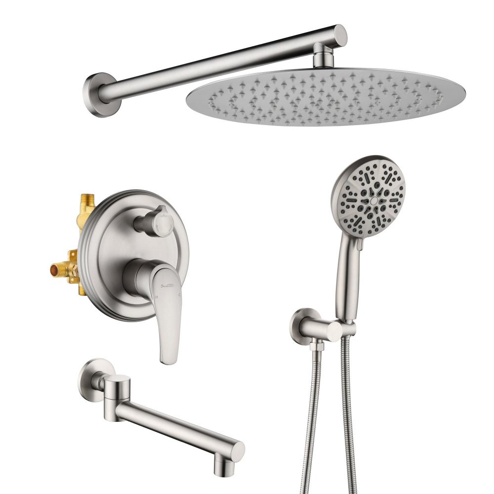 Brushed Nickel Brass Bathroom Shower System