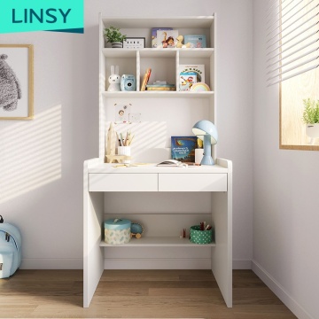Linsy Kids Study Study Table and Chair Set with Storage、Wood White、LH068V1-C