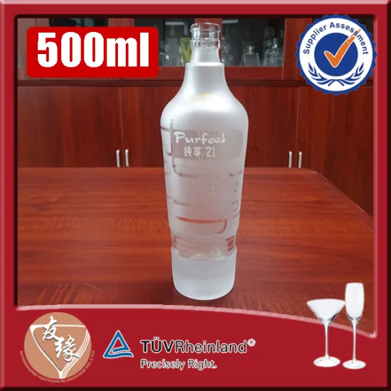 Unique Partly Frosted White Liquor Glass Bottles 500 ml Wholesale