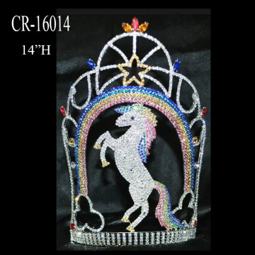 14 &quot;Corona grande del desfile del caballo del arco iris del Rhinestone
