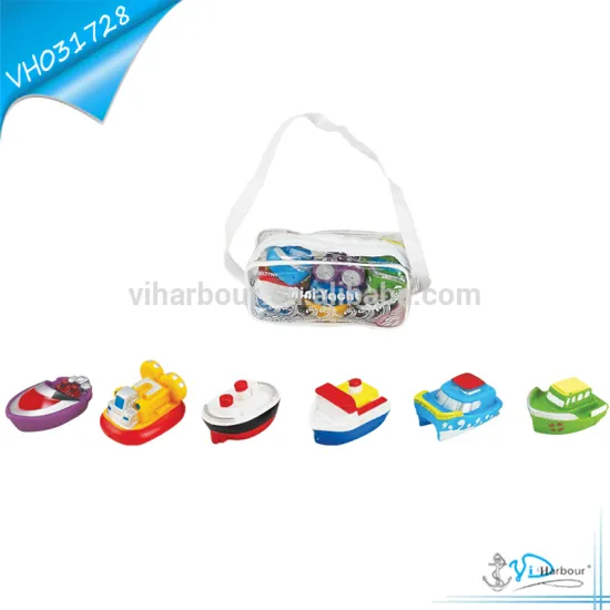 Vinyl Water Spraying Boat Ship Bath Toy Sets for Baby