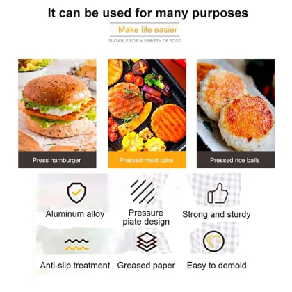 HYRI 2024: Premium Aluminum Hamburger Meat Press for Perfectly Shaped Burgers