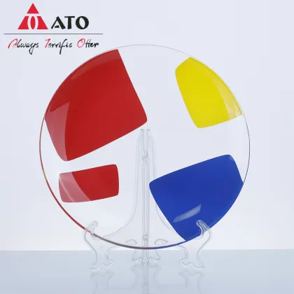 ATO printed home tableware glass charger plates
