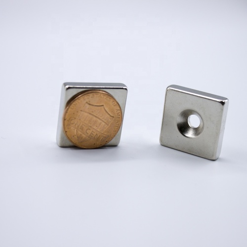 Neodymium square magnet with countersunk hole