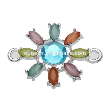 Wholesale colourful Acrylic zinc flower shape metal connector for Jewelry Making bracelets