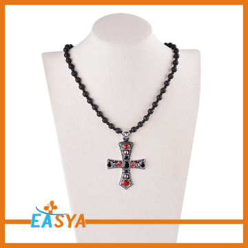 Elegant Jewelry Red Stone Cross Necklace
