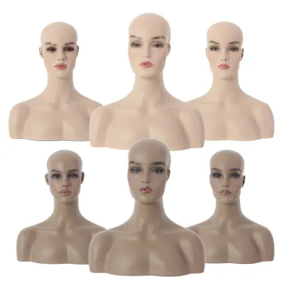 Realistic Fiberglass Wig Display Mannequin Head with Shoulders