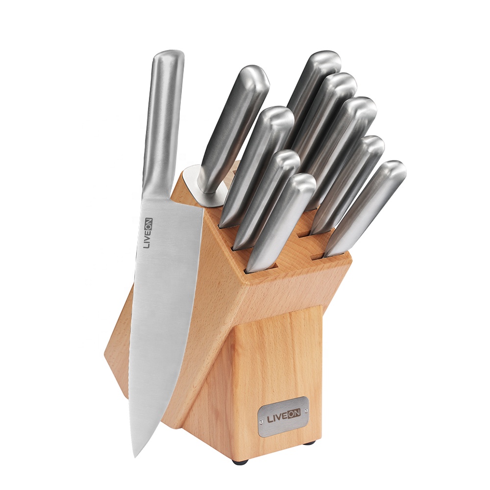 Set di coltelli a manico vuoto con blocco di legno