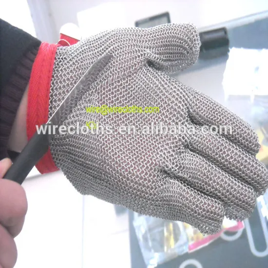 304 Stainless steel round ring mesh cut resistant glove