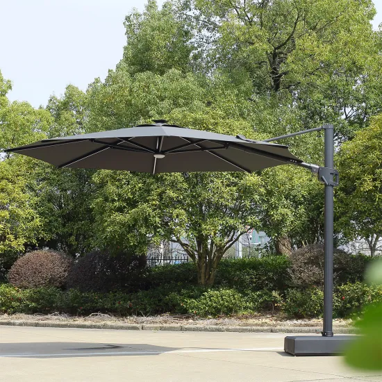 Large Outdoor Solar-Powered Custom Parasol with LED Light for Pool Garden and Patio
