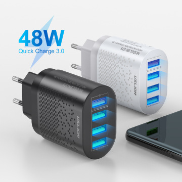 48W QC 3.0 Lampu LED 4 USB Port Multi-Function Travel Adapter (US/UK/EU)