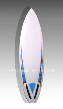 Blue design fiberglass retro surfboard