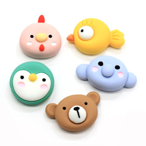 Kaiwaii Animal Head Bird Bear Chick Penguin Resin Cabochon For Home DIY Scrapbooking Craft Decoration