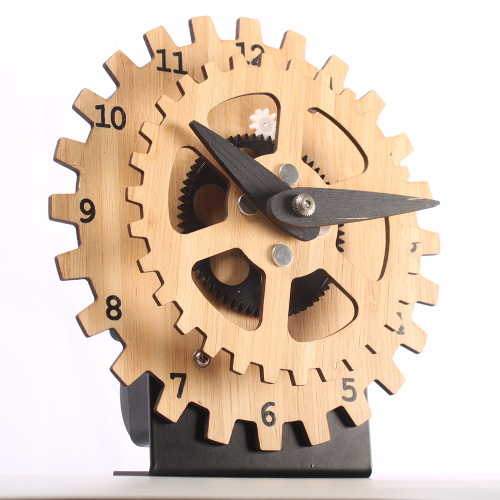 Mini Bamboo Desk Gear Clock