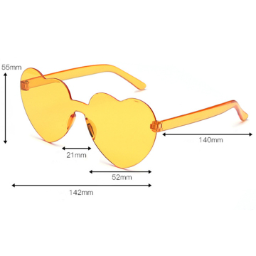 Trendy herzförmige, randlose Sonnenbrille für Frauen - Außenparty -Brillen
