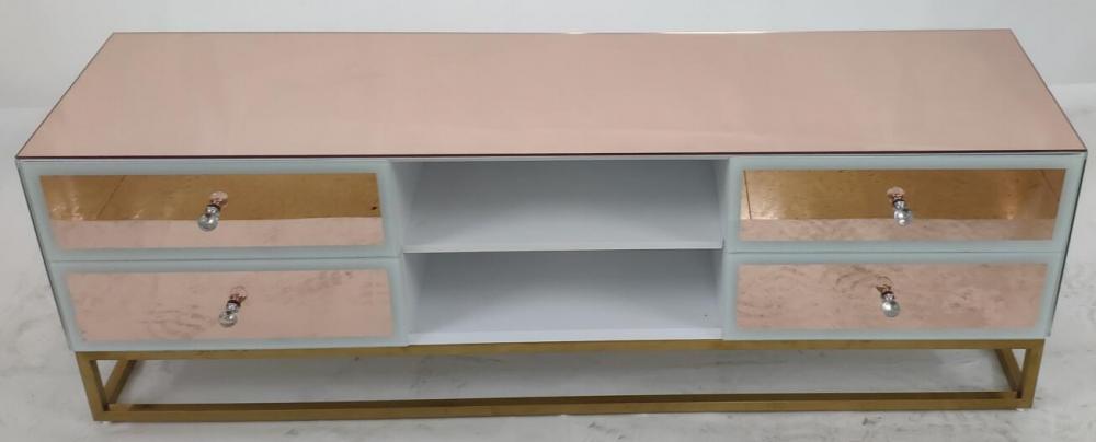 Rose Gold Mirror MDF Painting TV Unit