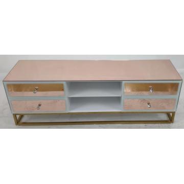 Unidad de TV de pintura MDF de espejo de oro rosa