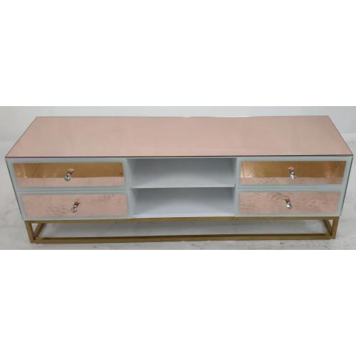 Rose Gold Mirror MDF Painting TV Unit