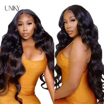 Uniky fast shipping 180 density 30 inch body wave peruvian hair wig body wave 100 hd frontal human hair wigs