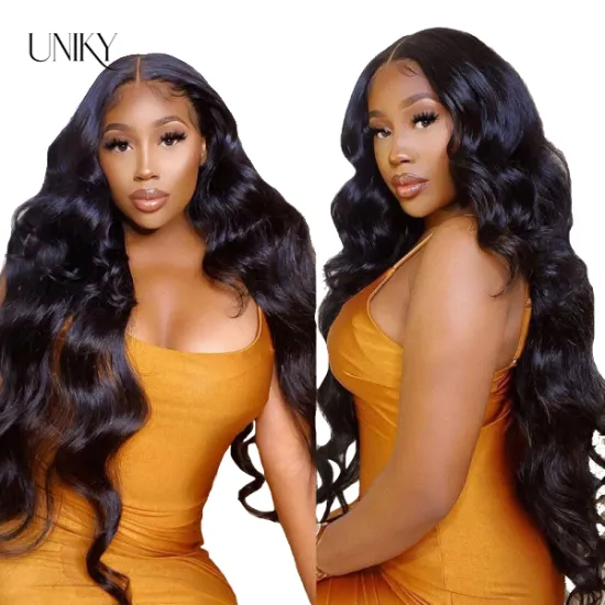 Uniky fast shipping 180 density 30 inch body wave peruvian hair wig body wave 100 hd frontal human hair wigs