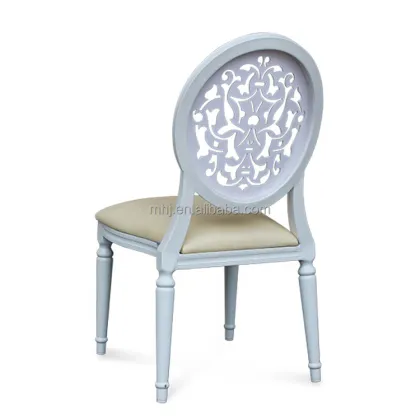White PU Leather French Louis Style Modern Upholstery Hotel Dining Room Event Chair