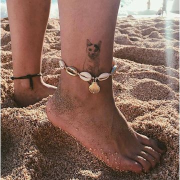 2 piece beach anklets set chain women's shell starfish multi-layer beaded Bohemian handmade