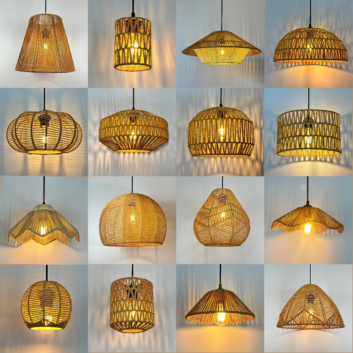 Weaving rope lampshade pendant light (13)