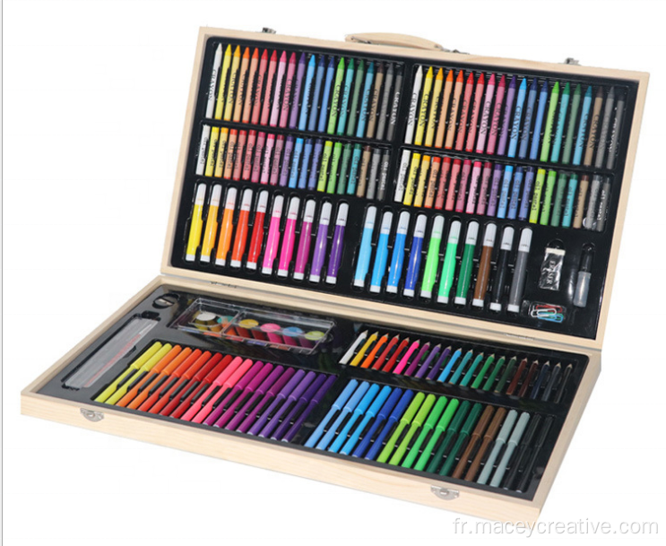 180pcs Boîte en bois coloriage peinture pour les enfants