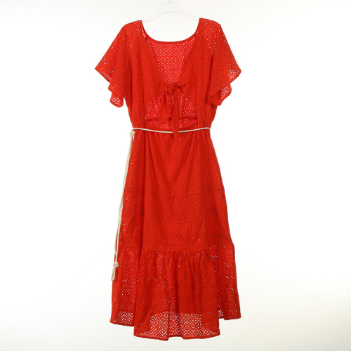 Cotton Long Dress with Belt
