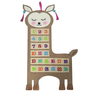 Christmas advent calendar with cute llama shape