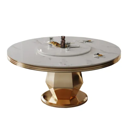 Wholesale High Quality Royal Hotel Rose Gold European Antique Round Dining Table