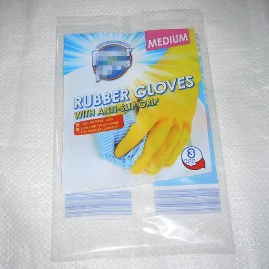 customized household rubber gloves plastic packaging bag