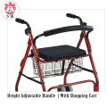 Rollator Walker แบบพับได้พร้อมที่นั่งและตะกร้า