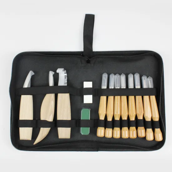 High-Quality Customizable FSC Wooden Blocks and Carving Tool Set in a Convenient Toy Bag