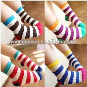 HW198 Children's socks wholesale rainbow stripe cotton girl's socks